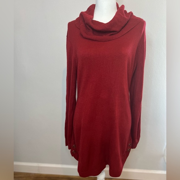 Vintage Suzie Sweaters Vintage Suzie Red Cowl Long Sleeve Tunic